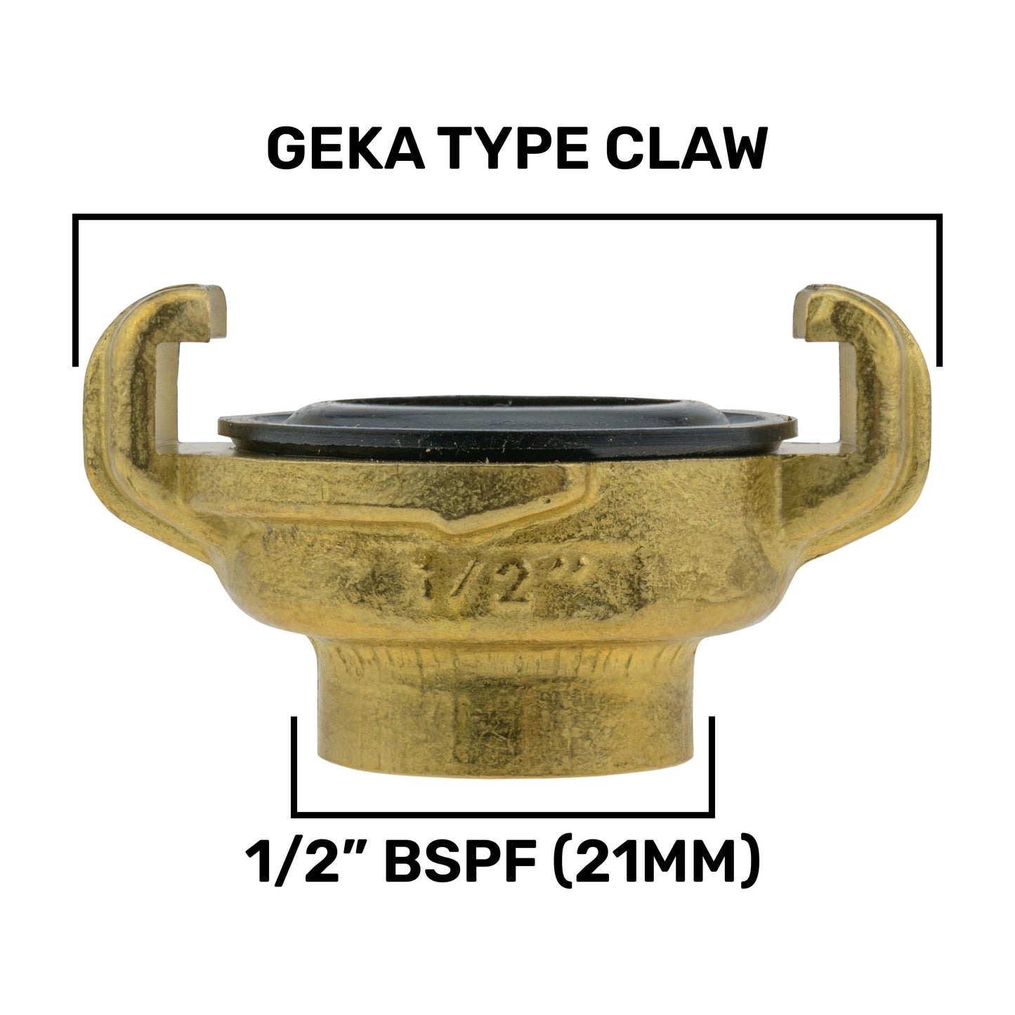 Brass GEKA Style Claw Hose Connector, 1/2" BSPF