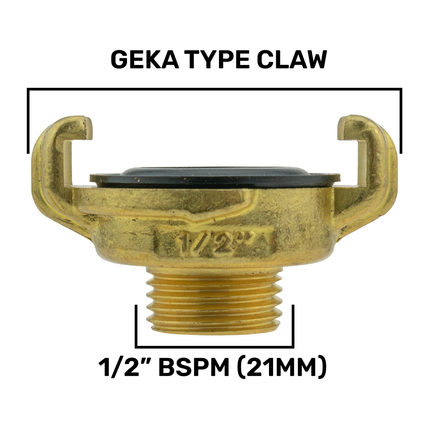 Brass GEKA Style Claw Hose Connector, 1/2" BSPM