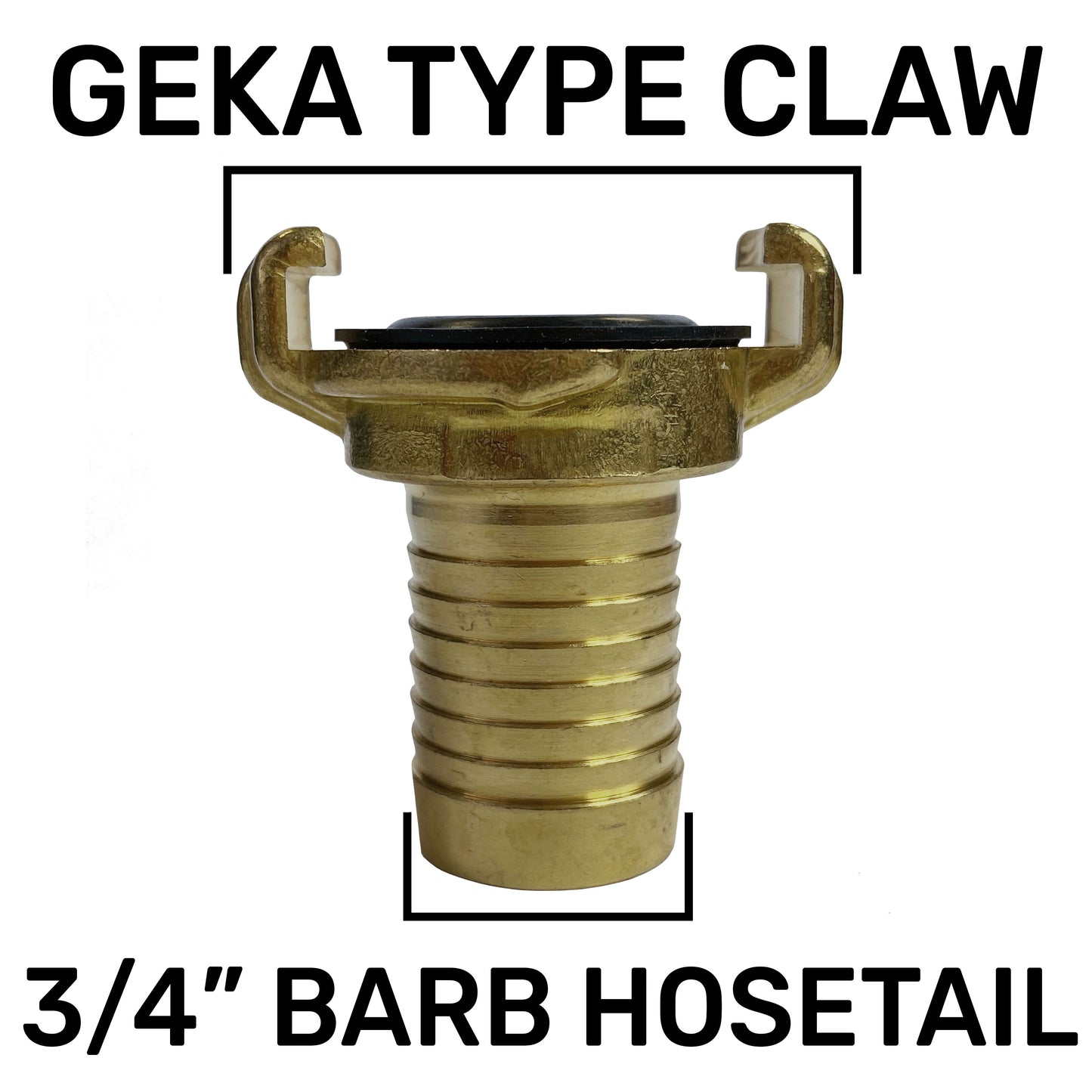 Brass GEKA Style Claw Hosetail Connector, 3/4"