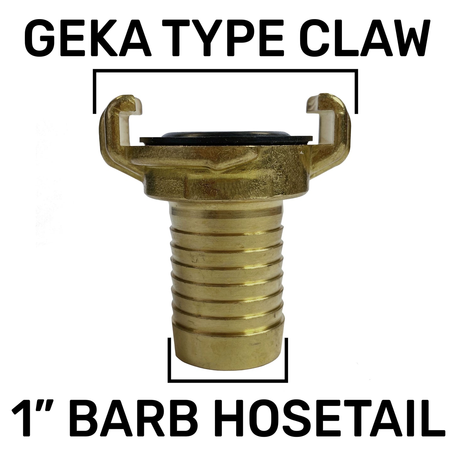 Brass GEKA Style Claw Hosetail Connector, 1"