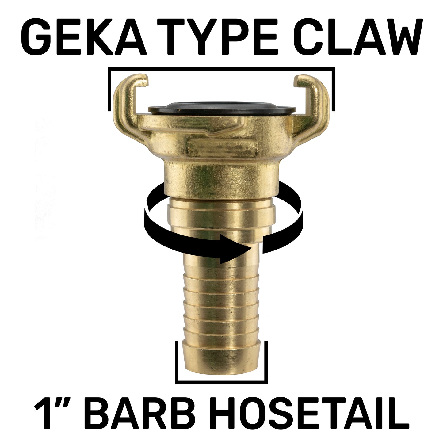 Brass GEKA Style Claw Swivel Hosetail Connector, 1"