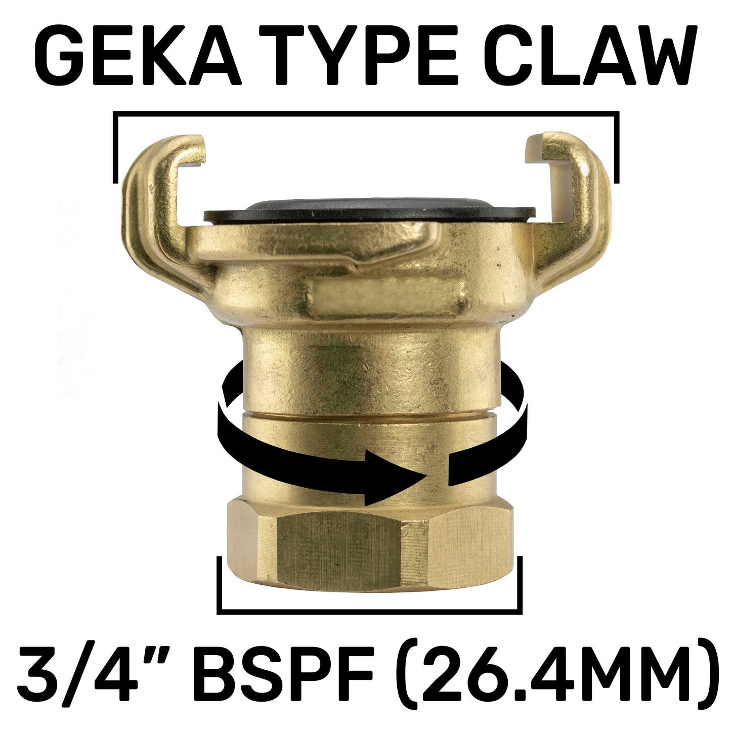 Brass GEKA Style Claw Swivel Hose Connector, 3/4" BSPF