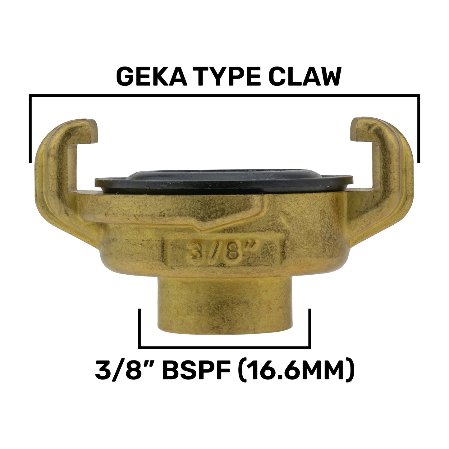 Brass GEKA Style Claw Hose Connector, 3/8" BSPF