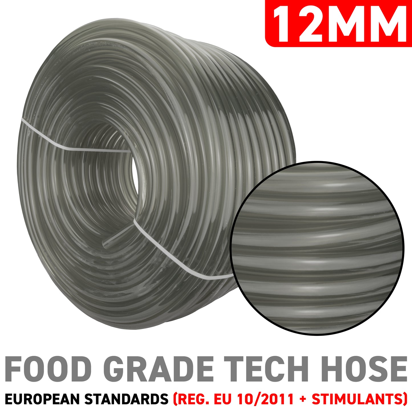 12mm Grey Semi-Transparent PVC Technical Hose