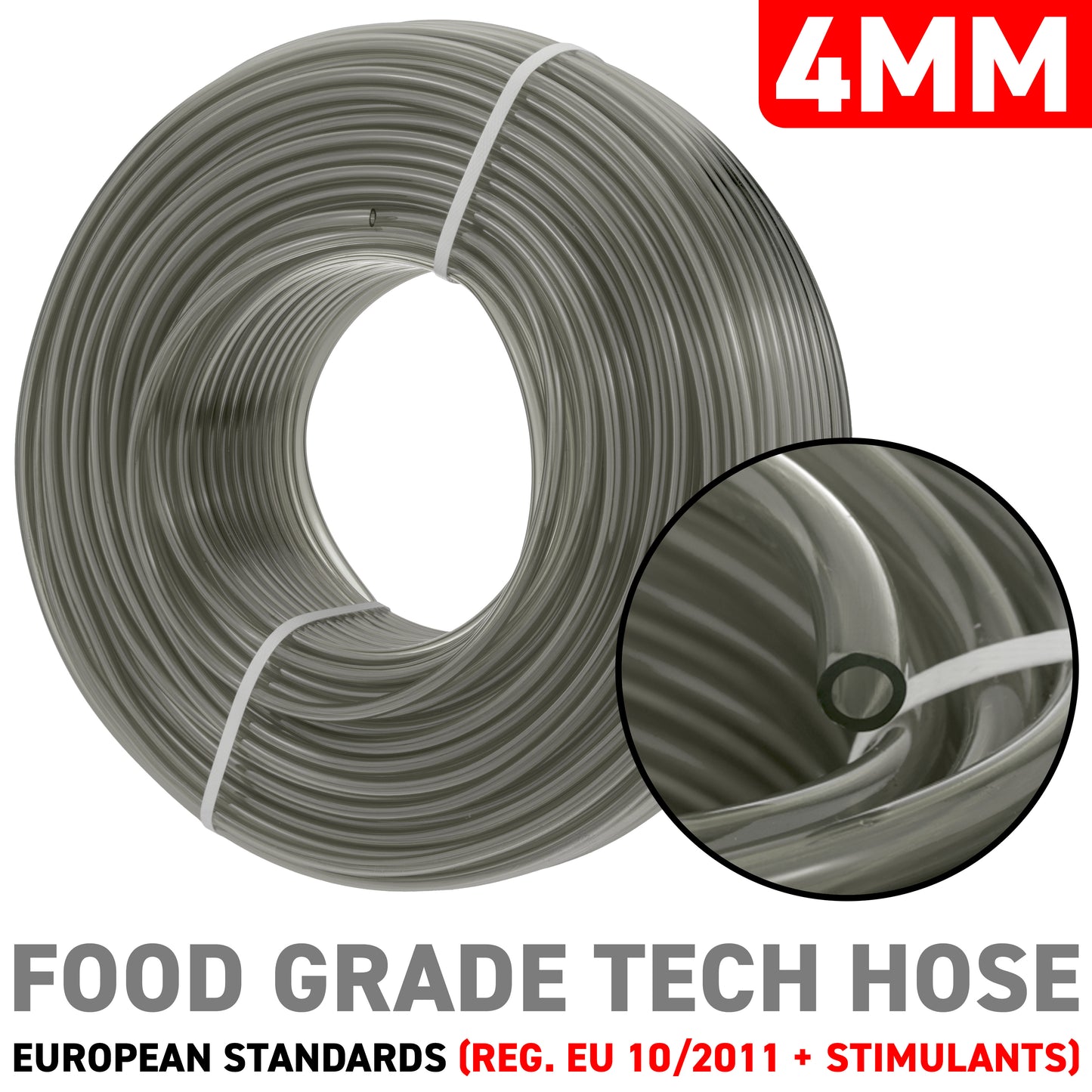 4mm Grey Semi-Transparent PVC Technical Hose