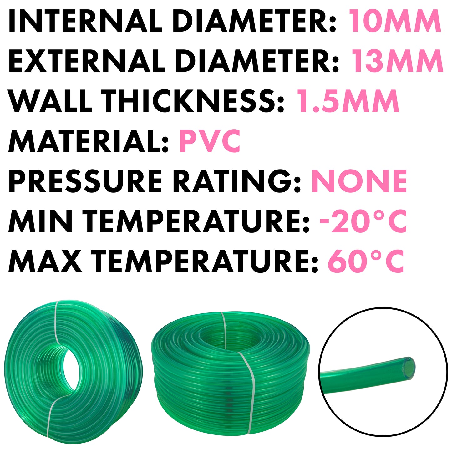 10mm Clear Green Tinted PVC Technical Hose