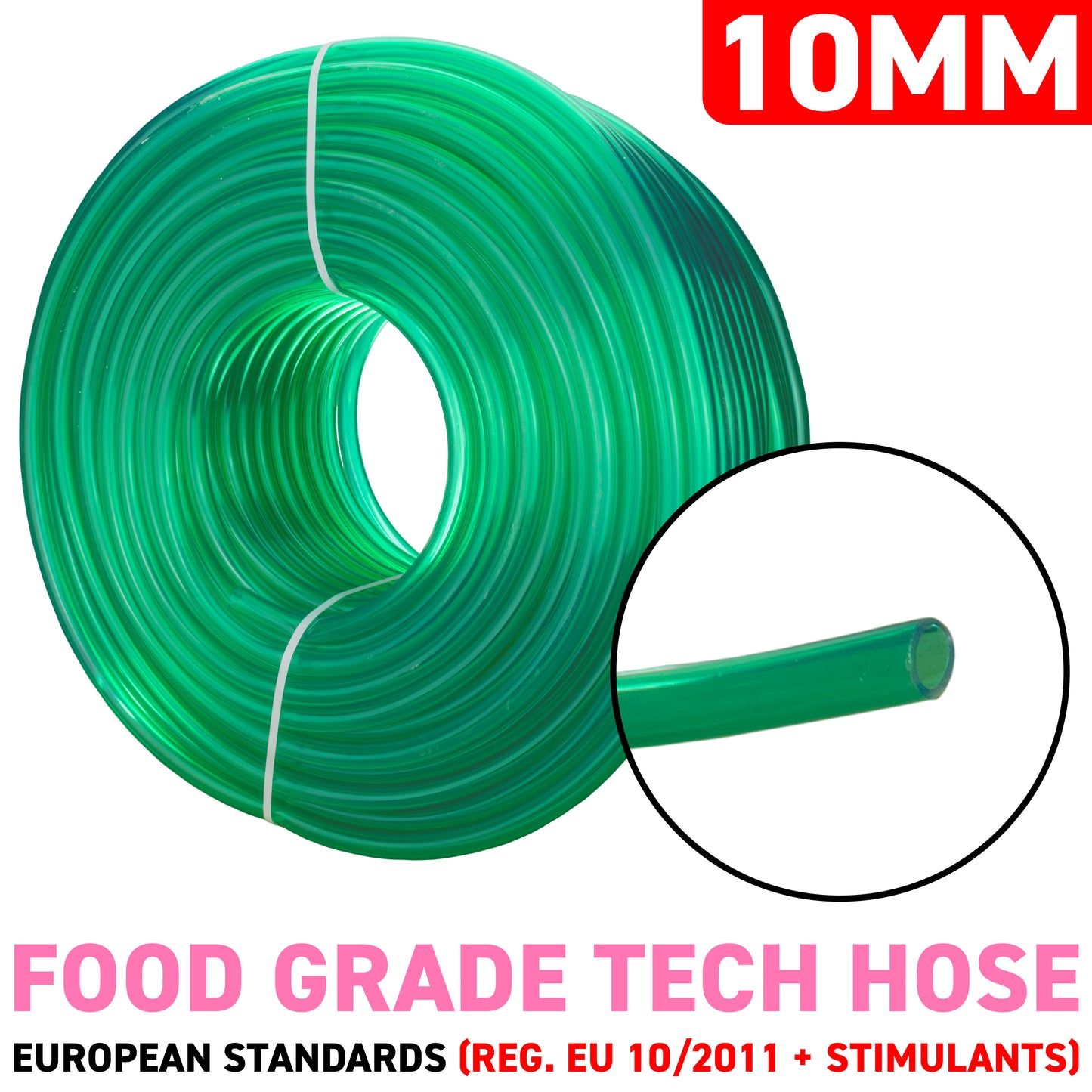10mm Clear Green Tinted PVC Technical Hose
