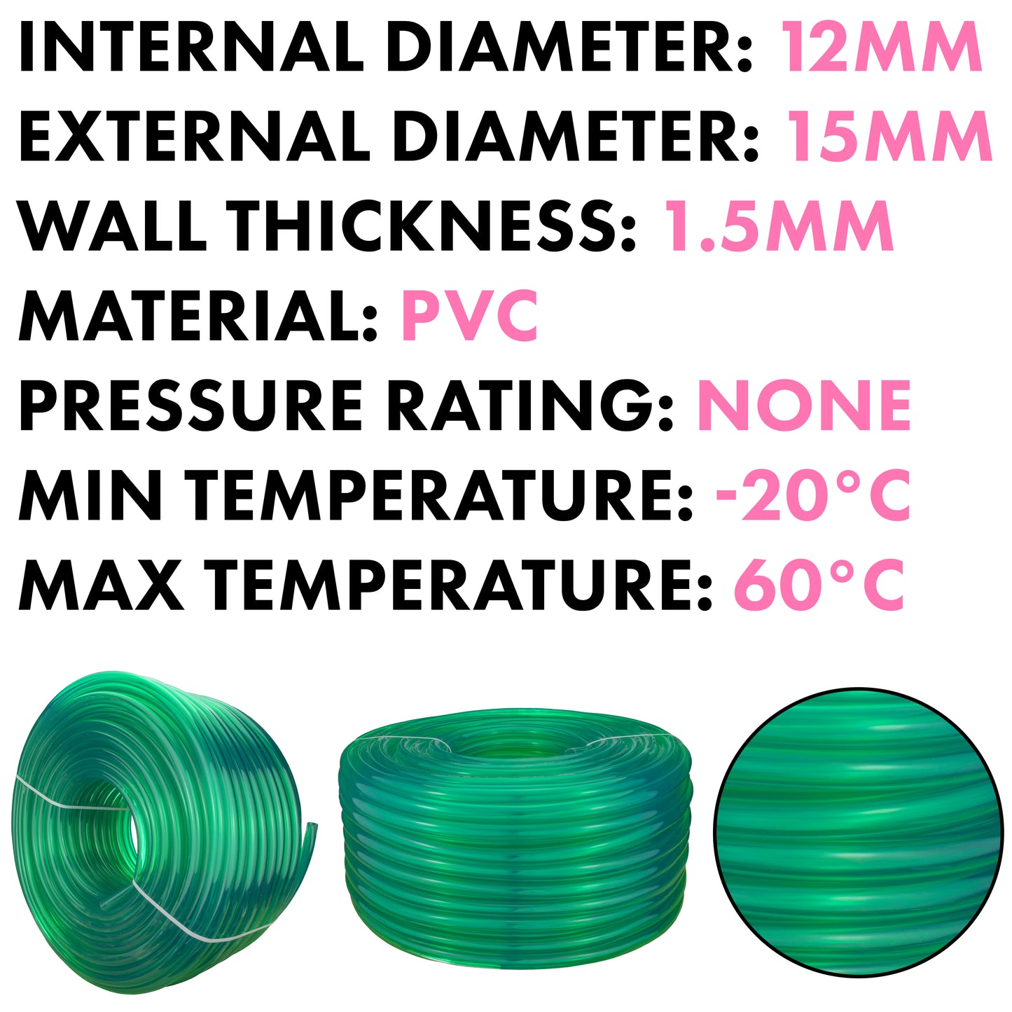 12mm Clear Green Tinted PVC Technical Hose