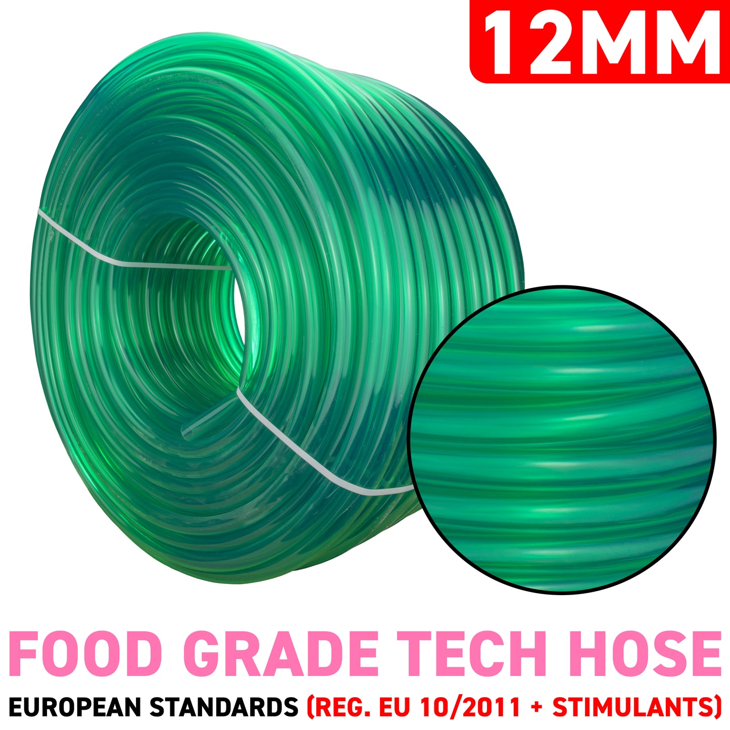 12mm Clear Green Tinted PVC Technical Hose