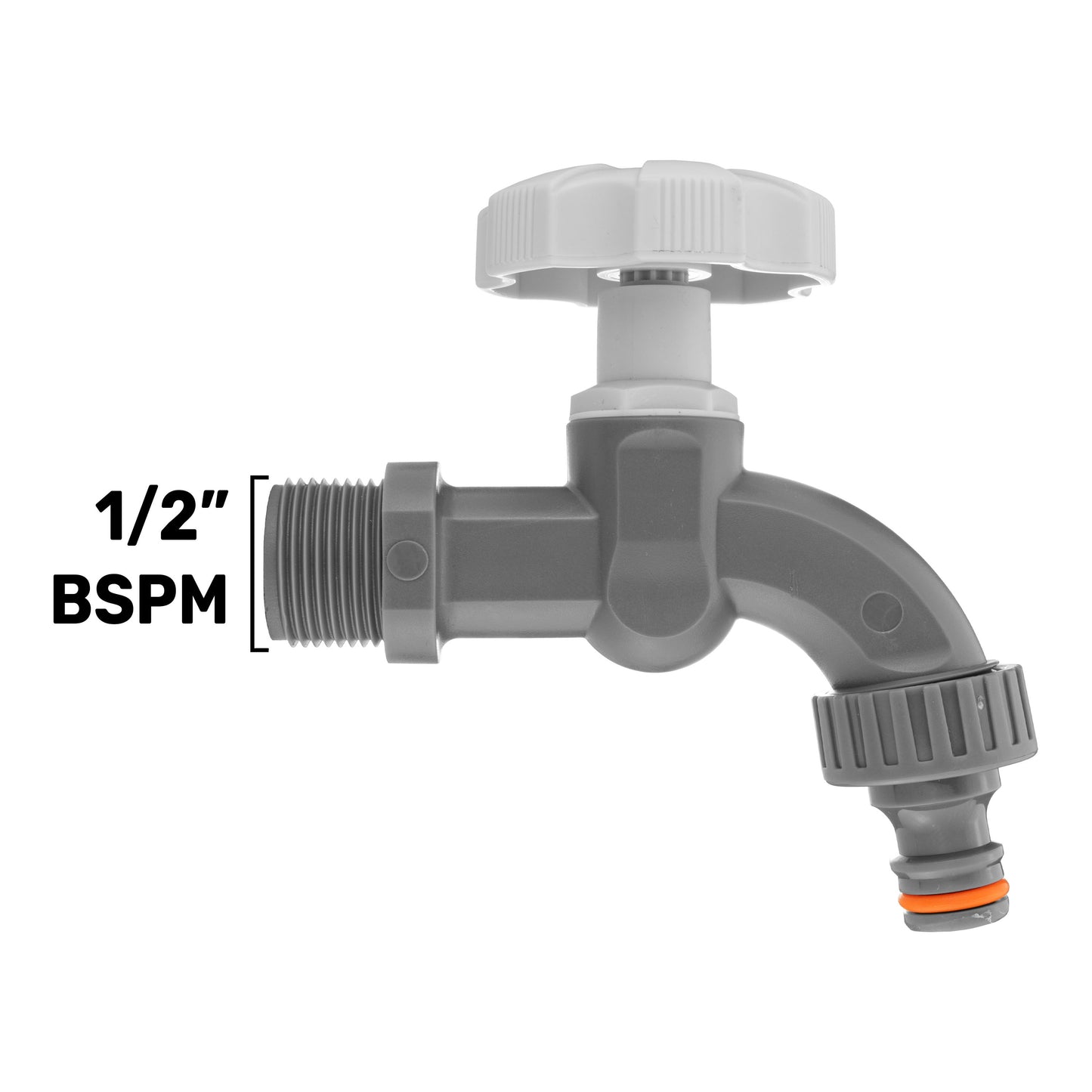 Grey Plastic Quick Connector Bib Tap, 1/2" BSP