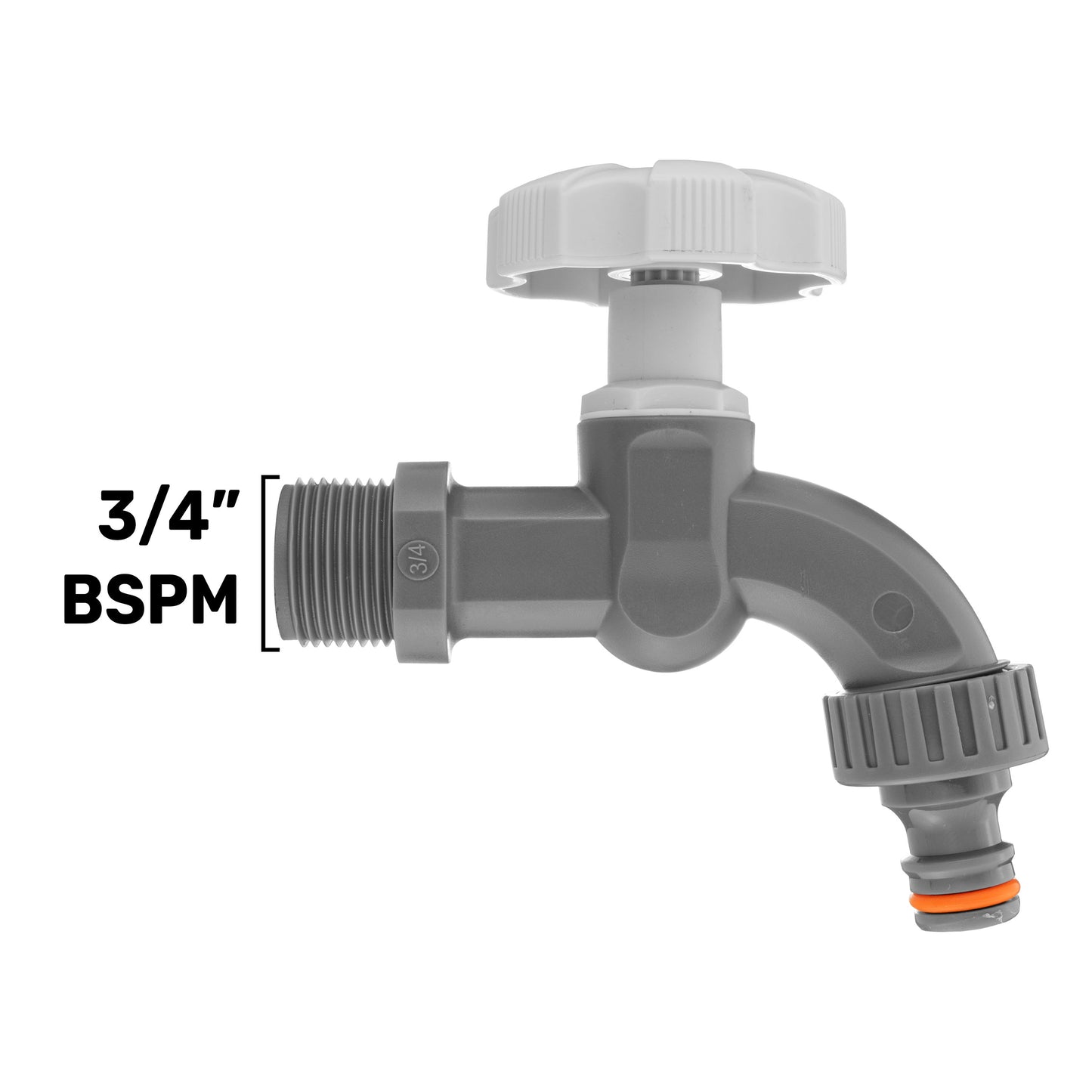 Grey Plastic Quick Connector Bib Tap, 3/4" BSP