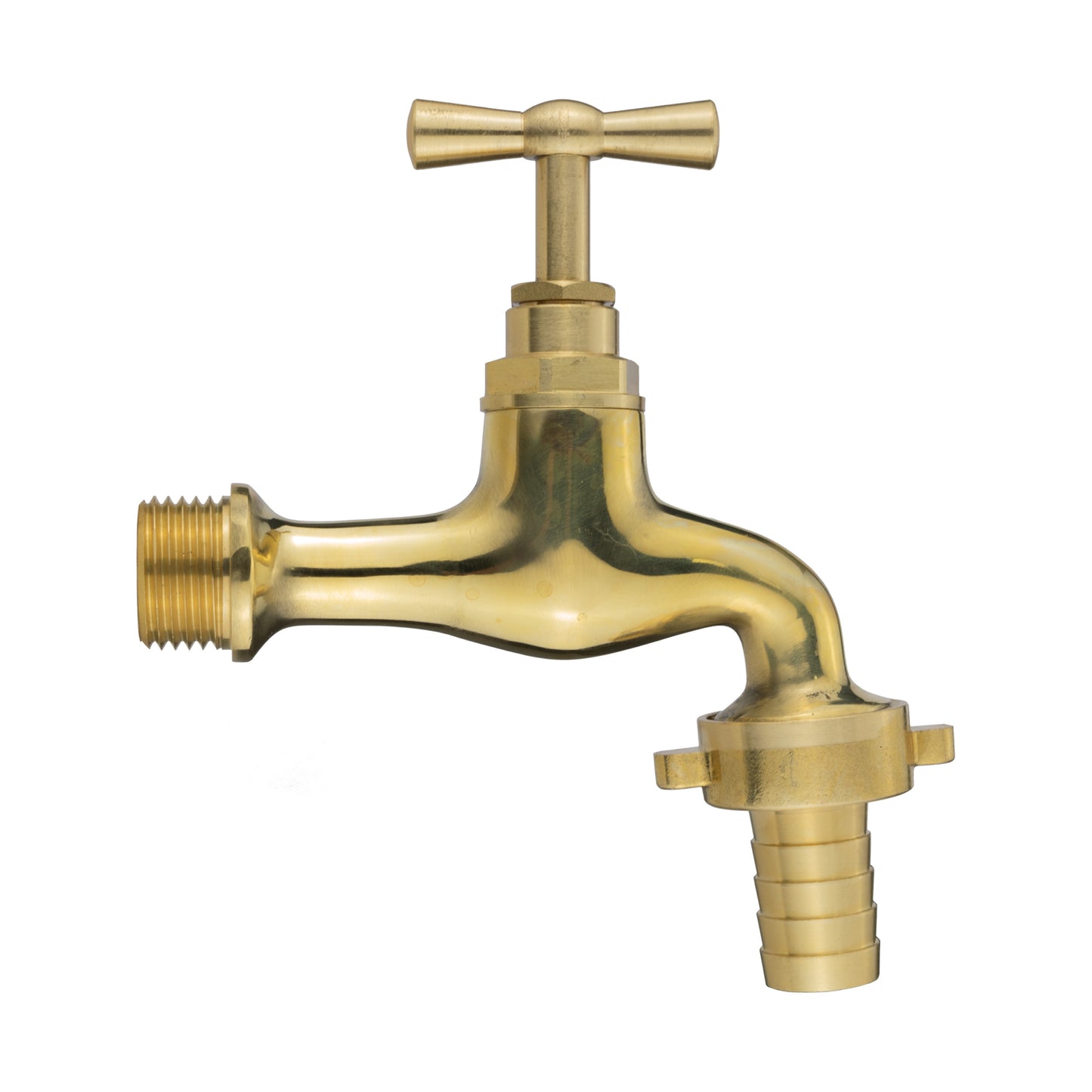 Polished Brass Barbed Bib Tap, 1/2" BSP x 19mm