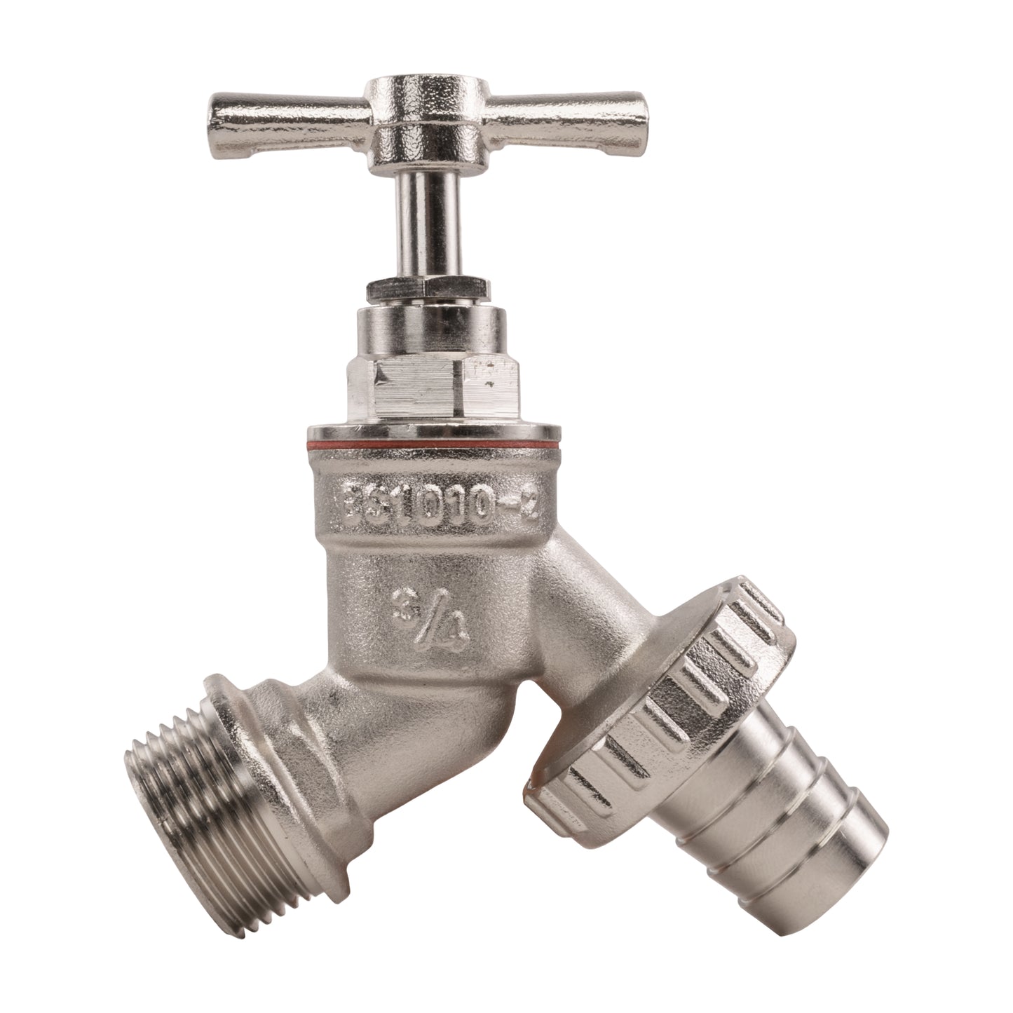 Nickel Plated Brass Barbed Bib Tap, 3/4" BSP