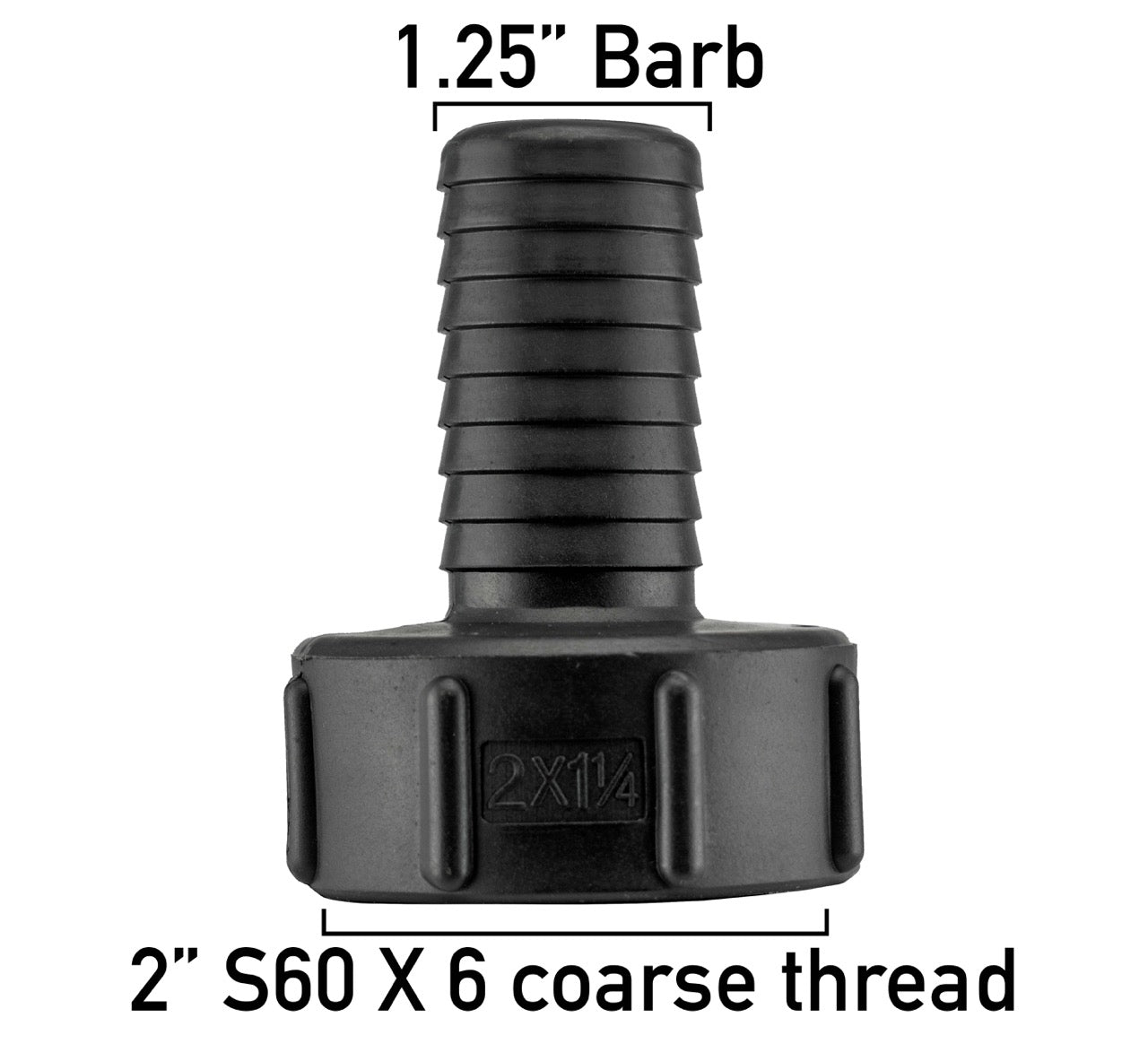 S60X6 IBC Adapter Cap with 1.25" Barbed Hosetail