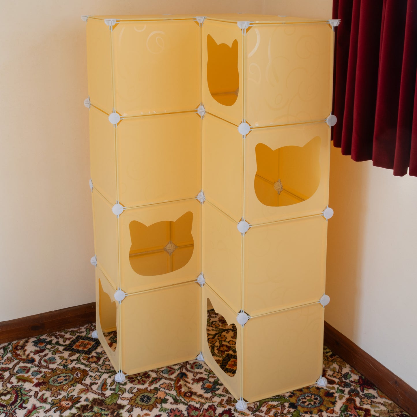 Cream Kitty Cubby Cat Cube Buildable Play Tower, Large