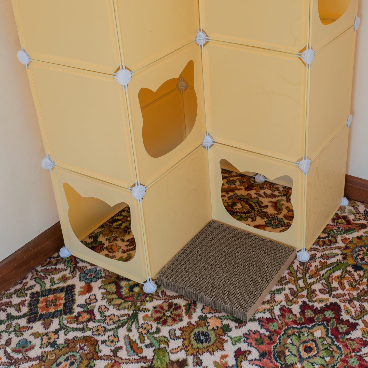 Cream Kitty Cubby Cat Cube Buildable Play Tower, Large