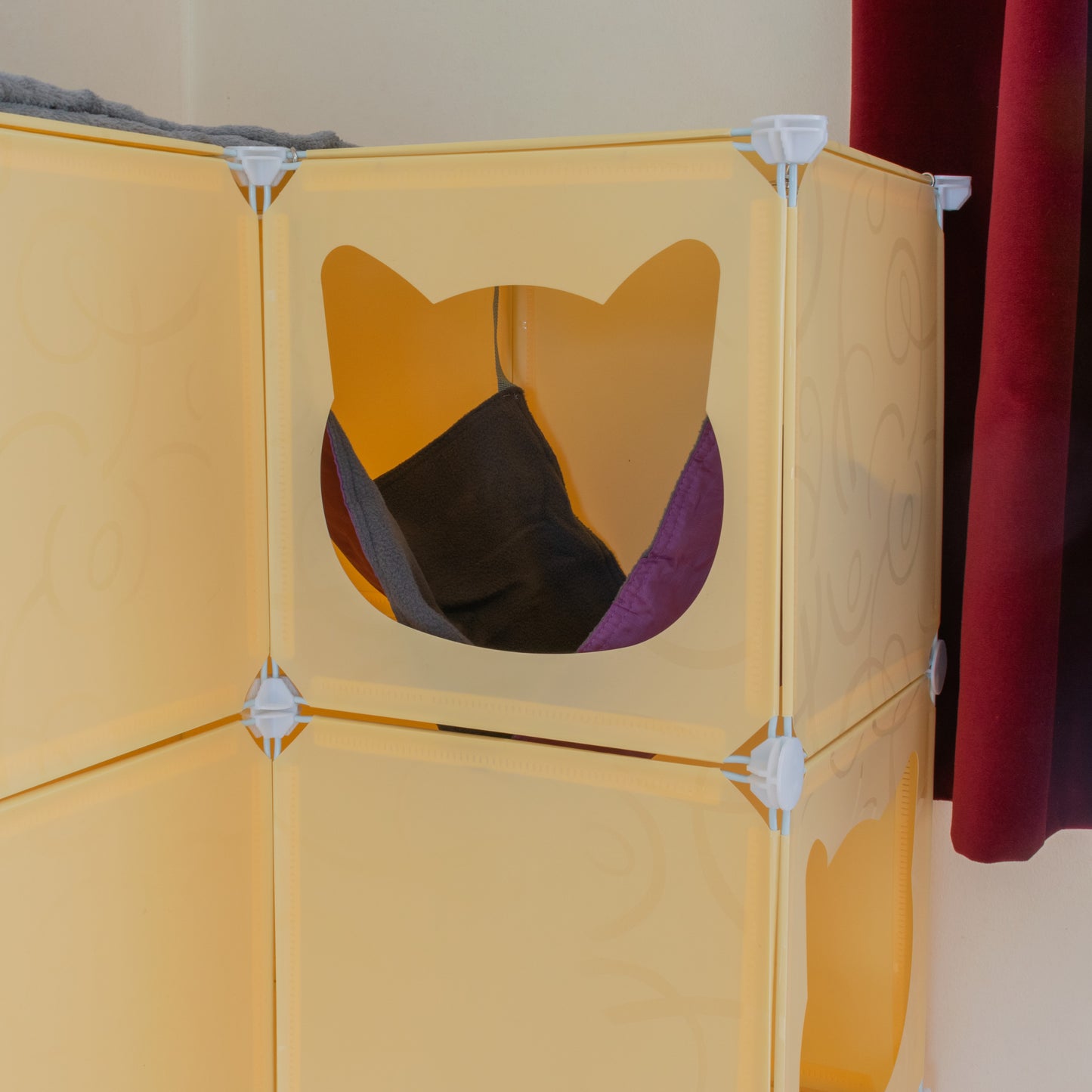 Cream Kitty Cubby Cat Cube Buildable Play Tower, Large