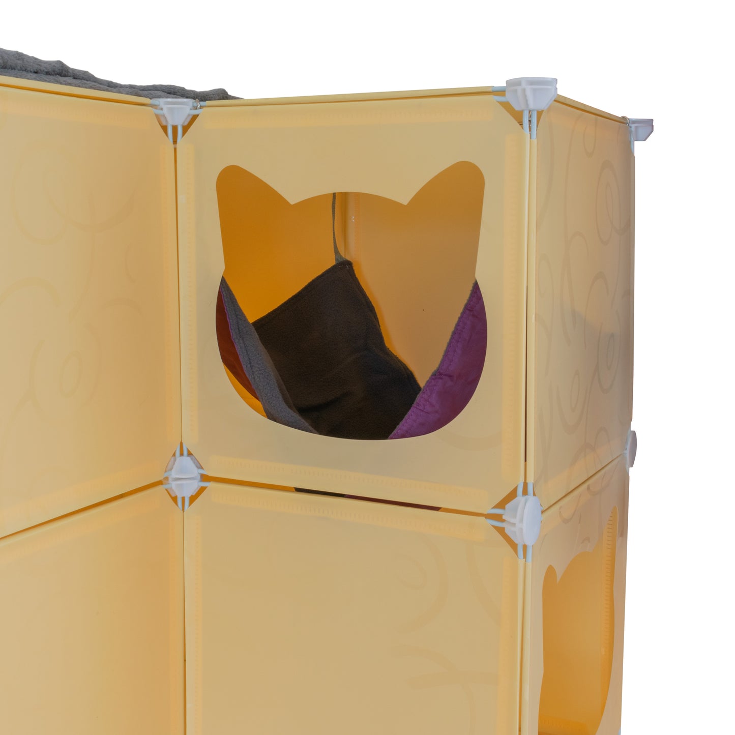 Cream Kitty Cubby Cat Cube Buildable Play Tower, Large