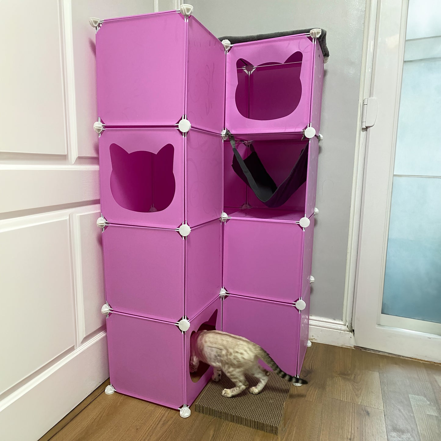 Pink Kitty Cubby Cat Cube Buildable Play Tower, Large