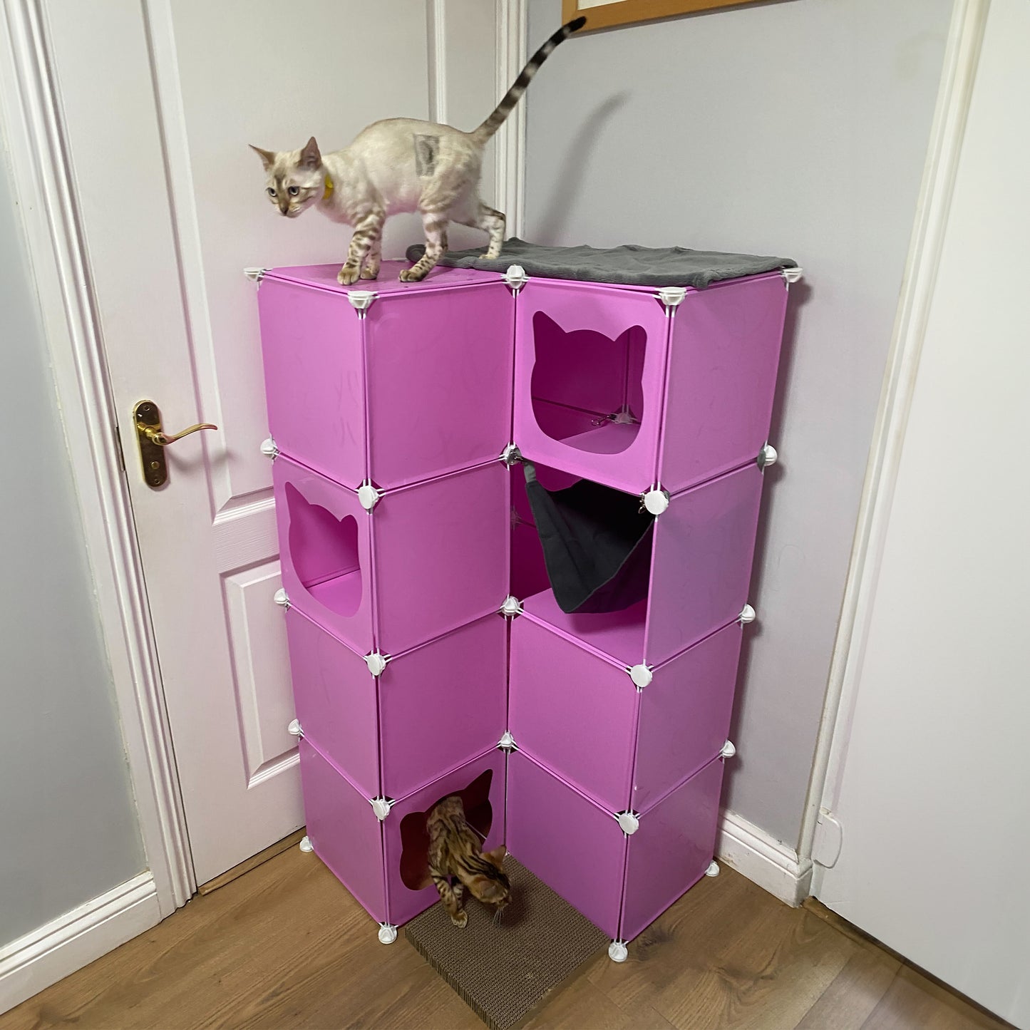 Pink Kitty Cubby Cat Cube Buildable Play Tower, Large