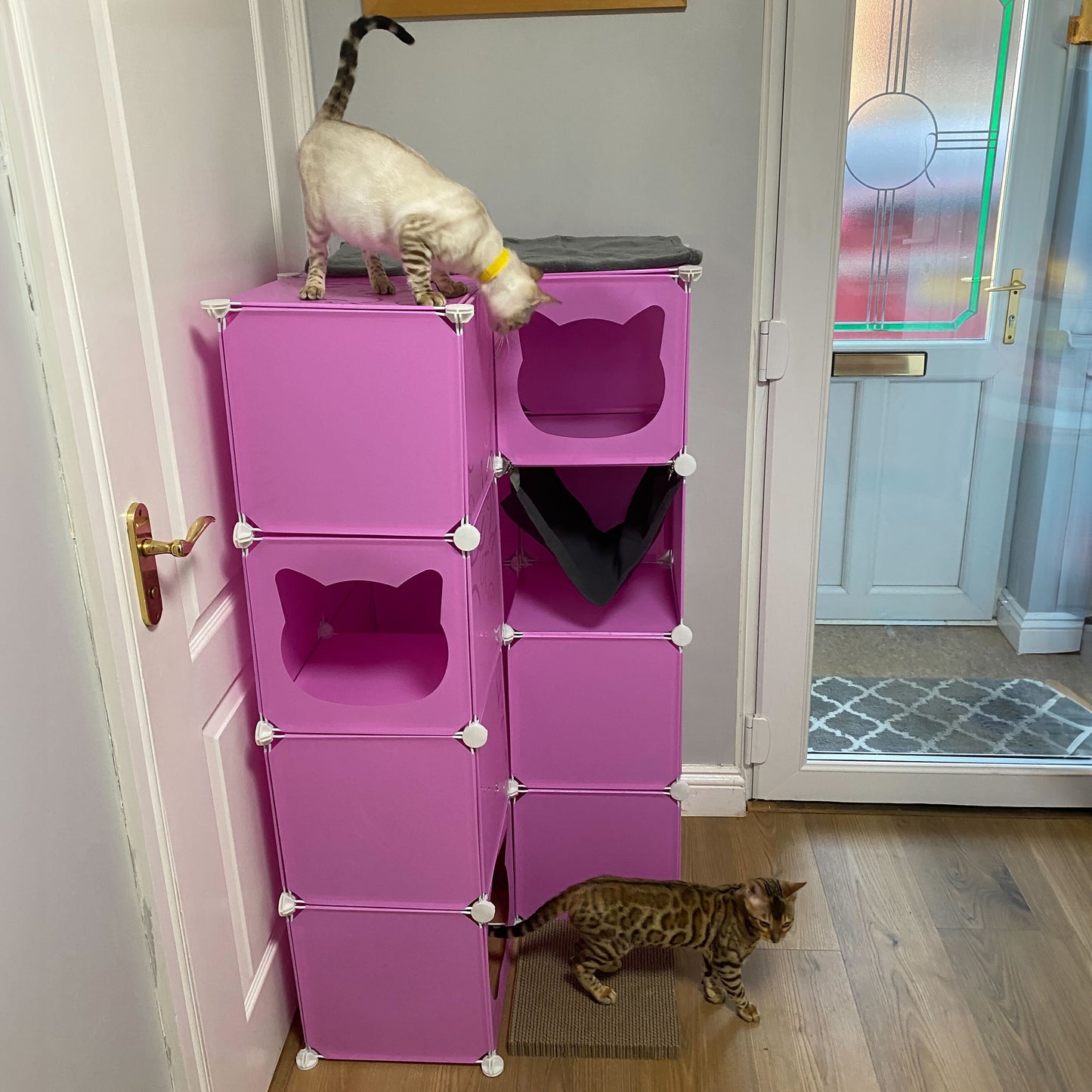 Pink Kitty Cubby Cat Cube Buildable Play Tower, Large