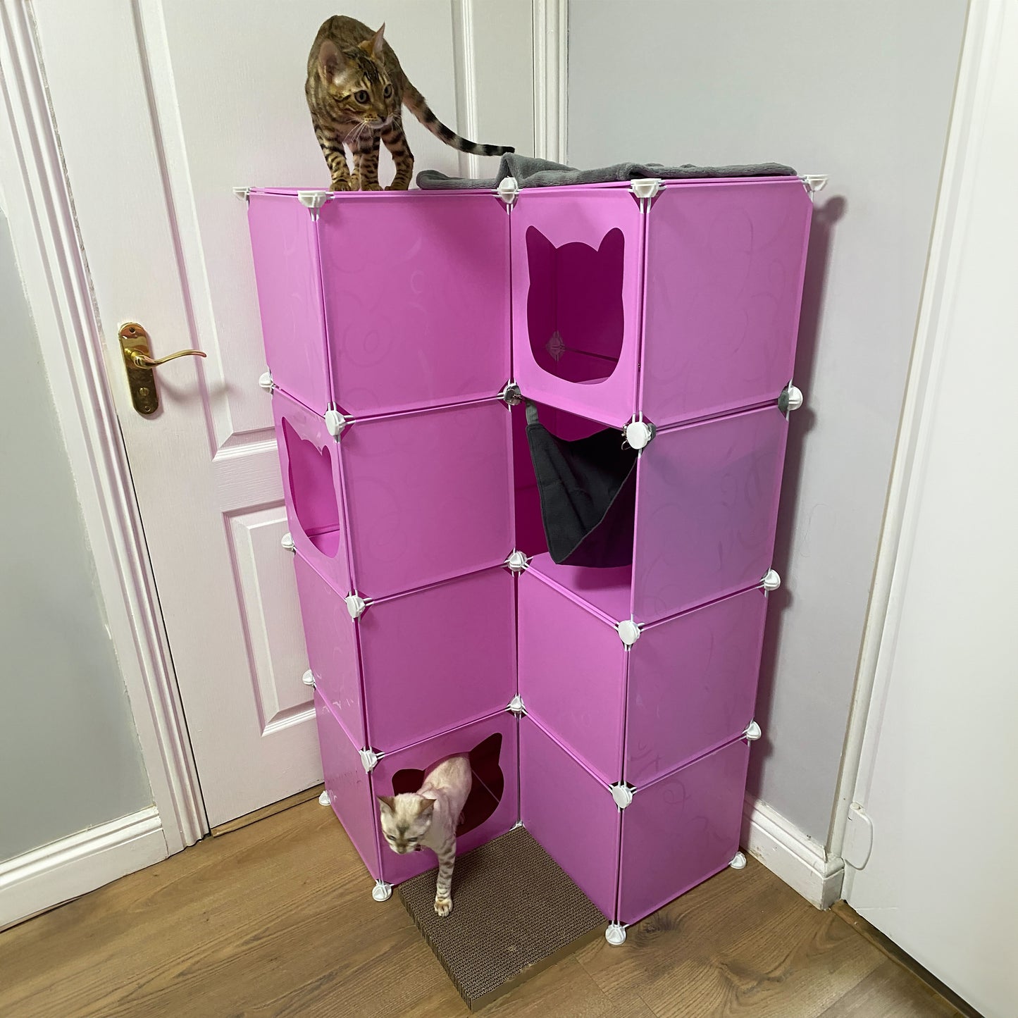 Pink Kitty Cubby Cat Cube Buildable Play Tower, Large