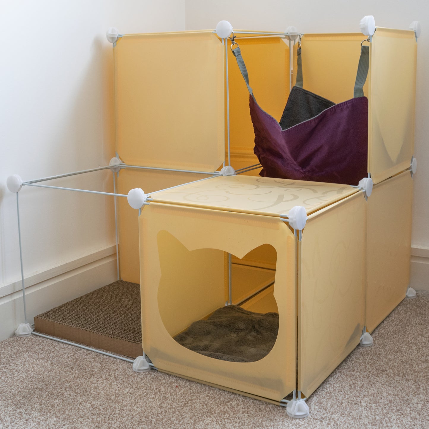Cream Kitty Cubby Cat Cube Buildable Play Tower, Medium