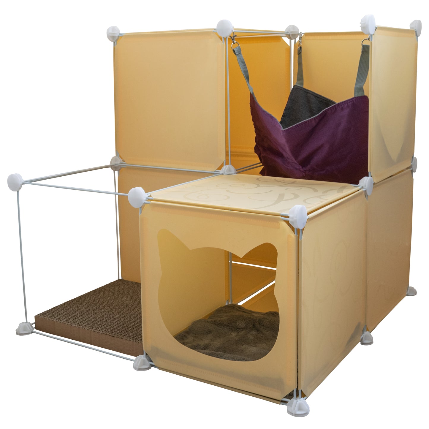 Cream Kitty Cubby Cat Cube Buildable Play Tower, Medium