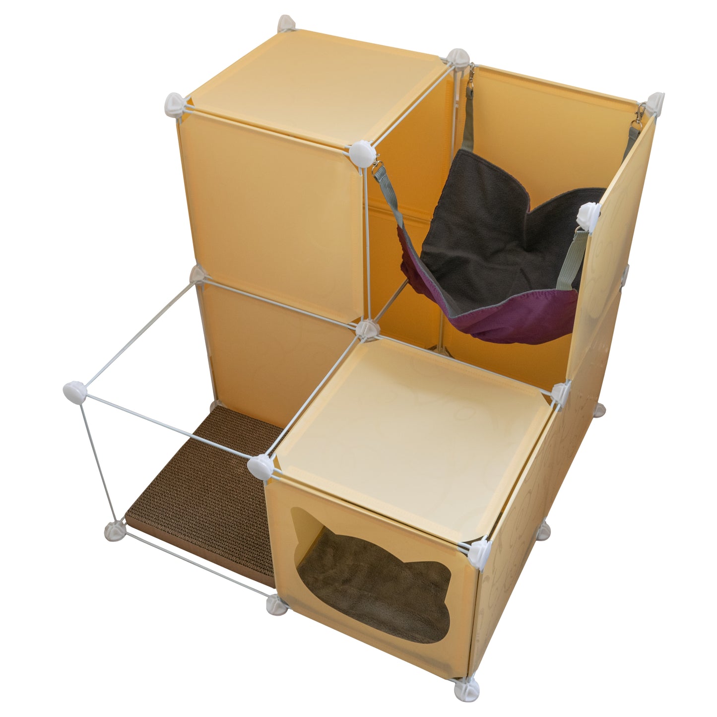 Cream Kitty Cubby Cat Cube Buildable Play Tower, Medium