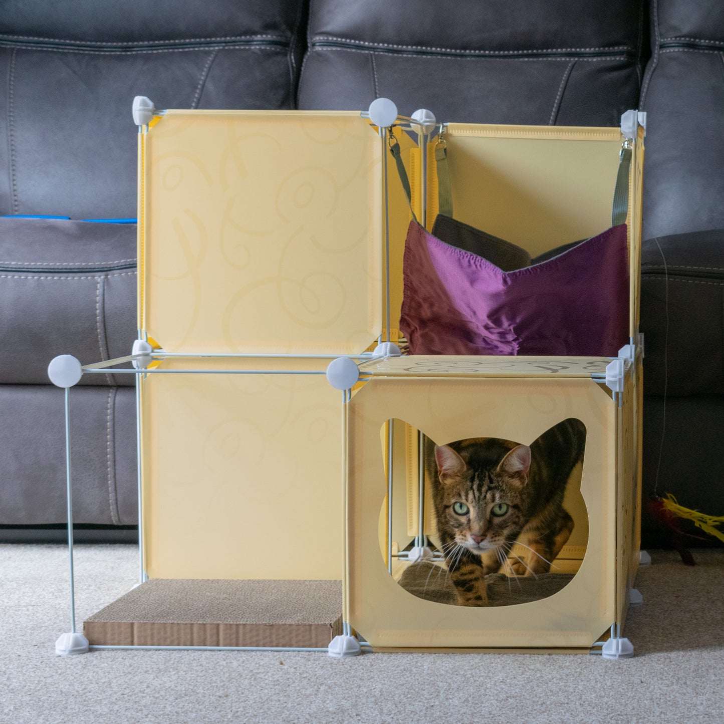 Cream Kitty Cubby Cat Cube Buildable Play Tower, Medium