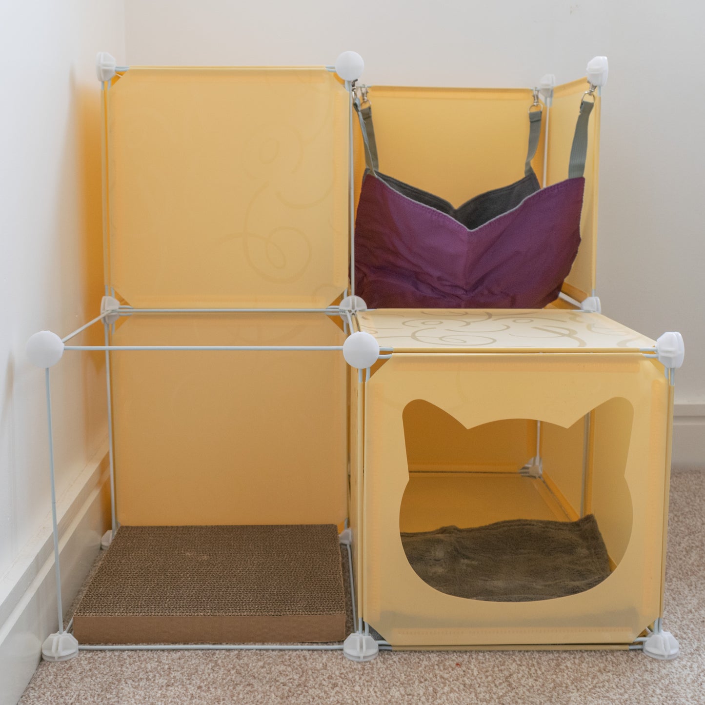 Cream Kitty Cubby Cat Cube Buildable Play Tower, Medium