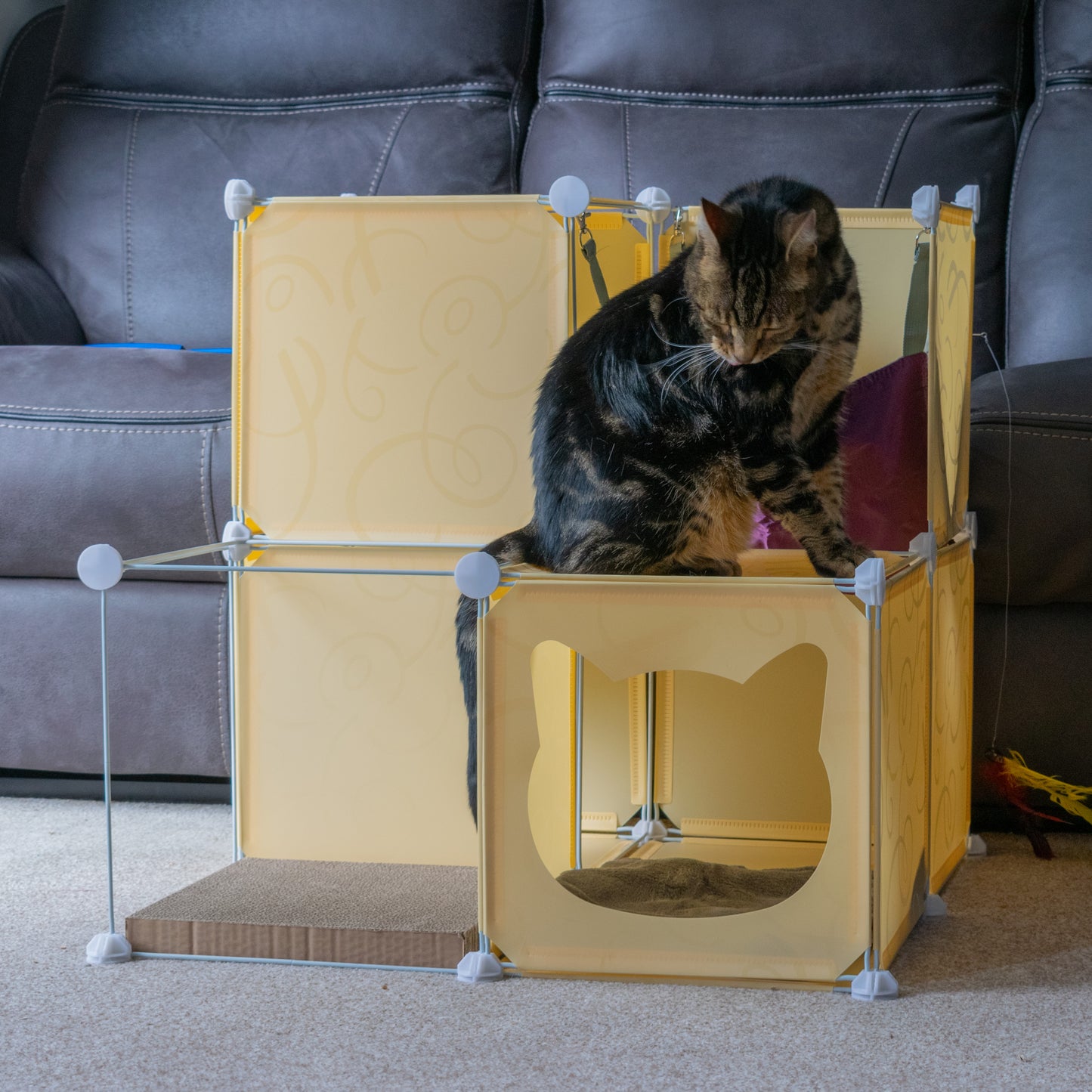 Cream Kitty Cubby Cat Cube Buildable Play Tower, Medium