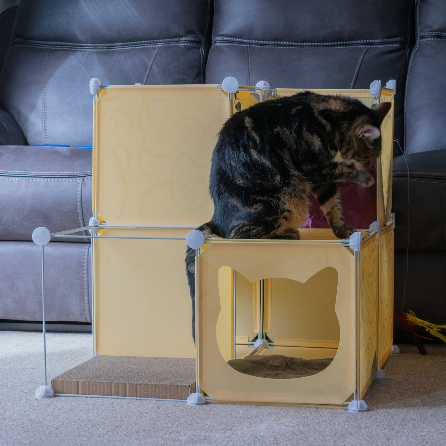 Cream Kitty Cubby Cat Cube Buildable Play Tower, Medium