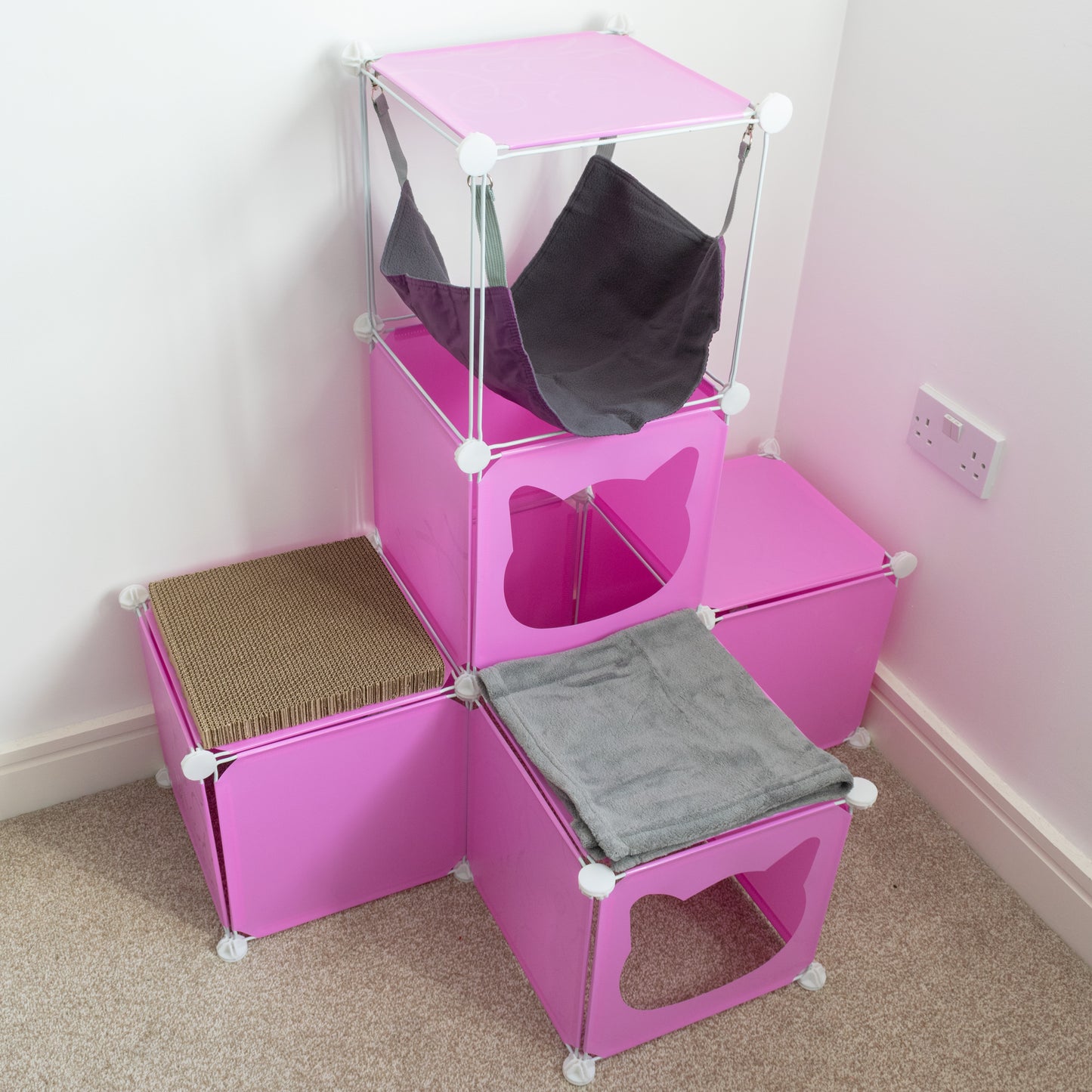 Pink Kitty Cubby Cat Cube Buildable Play Tower, Medium