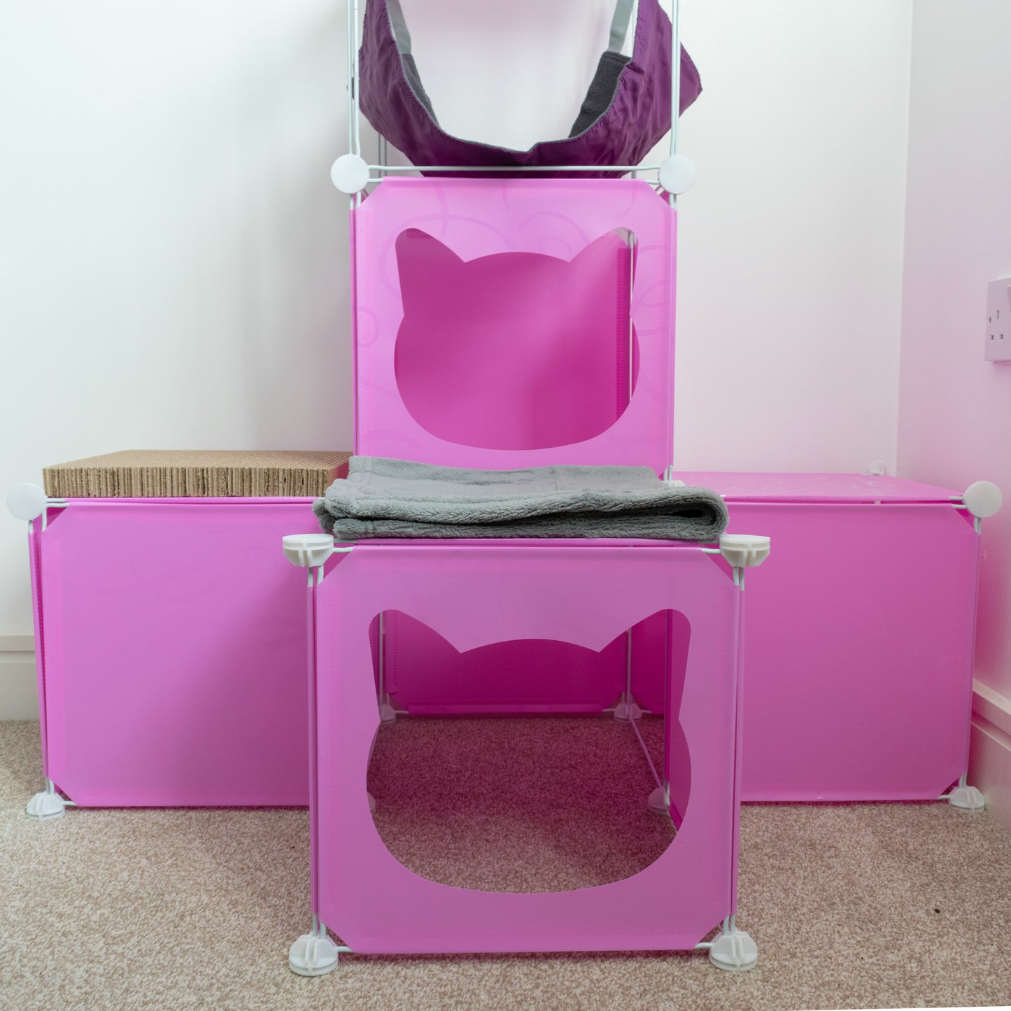 Pink Kitty Cubby Cat Cube Buildable Play Tower, Medium