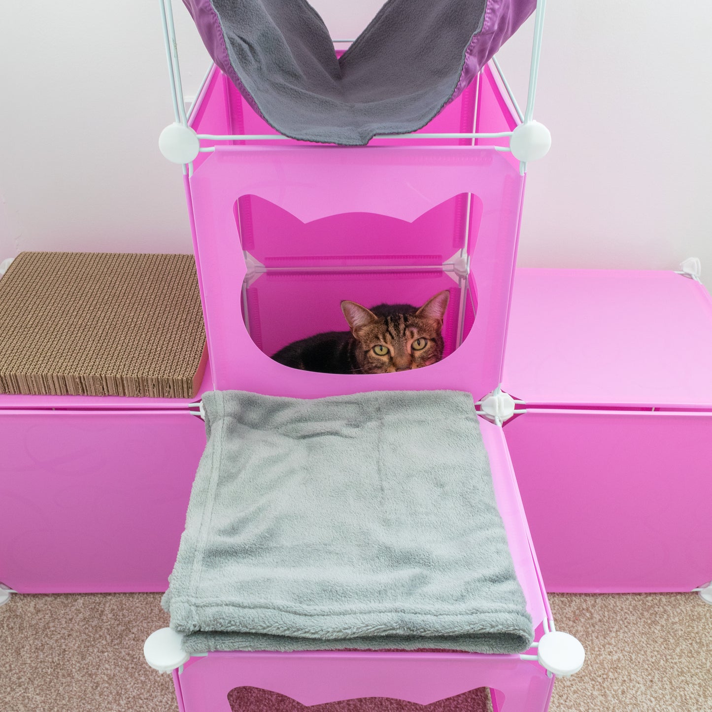 Pink Kitty Cubby Cat Cube Buildable Play Tower, Medium