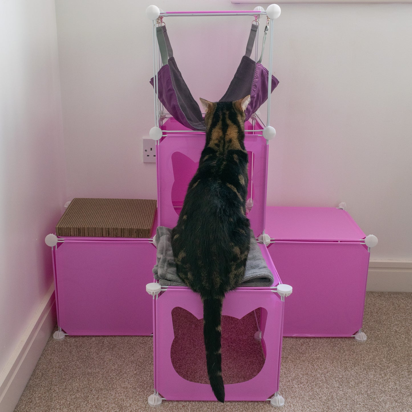 Pink Kitty Cubby Cat Cube Buildable Play Tower, Medium