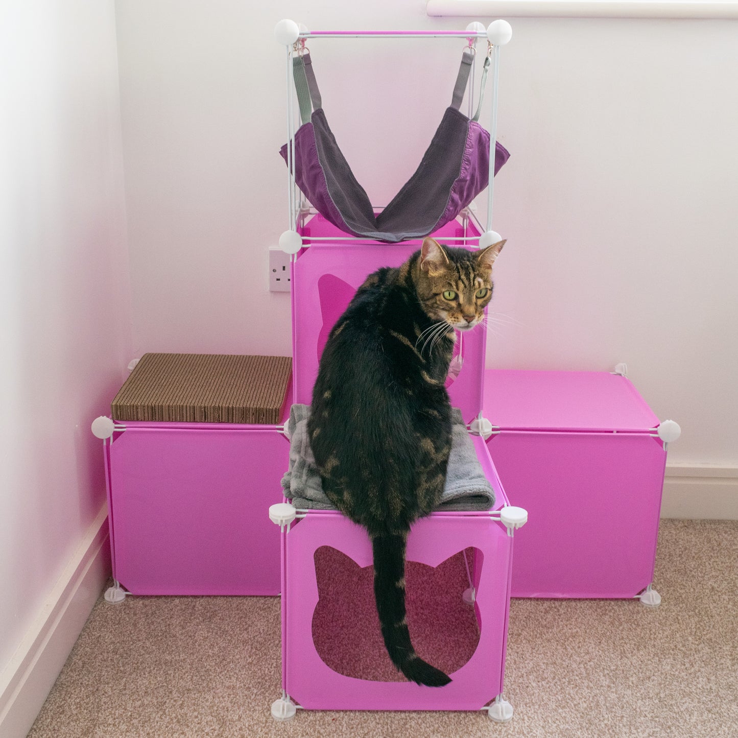 Pink Kitty Cubby Cat Cube Buildable Play Tower, Medium
