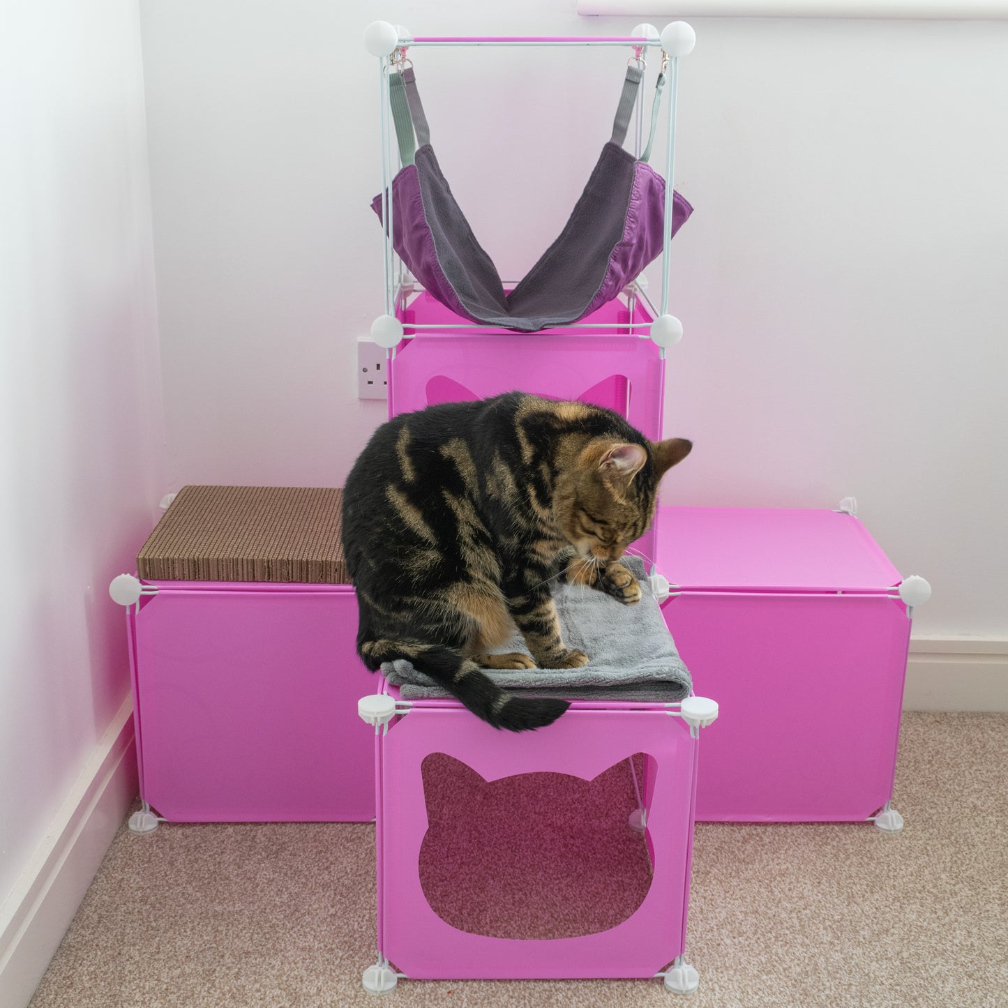 Pink Kitty Cubby Cat Cube Buildable Play Tower, Medium