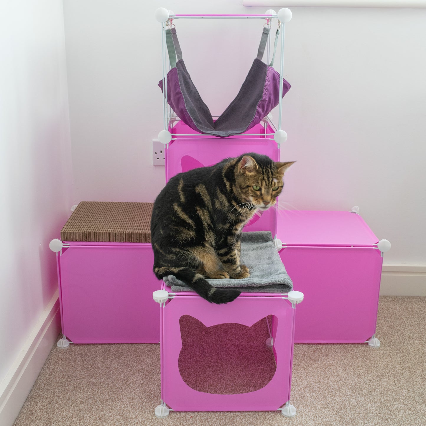 Pink Kitty Cubby Cat Cube Buildable Play Tower, Medium