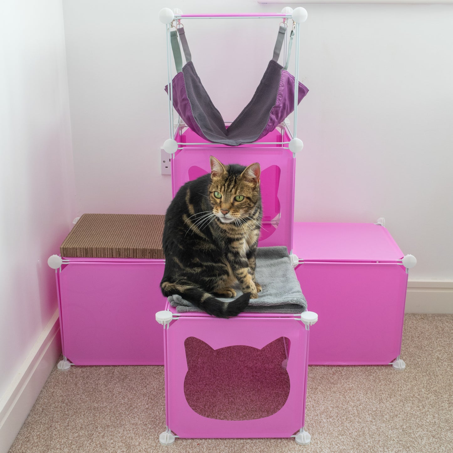 Pink Kitty Cubby Cat Cube Buildable Play Tower, Medium