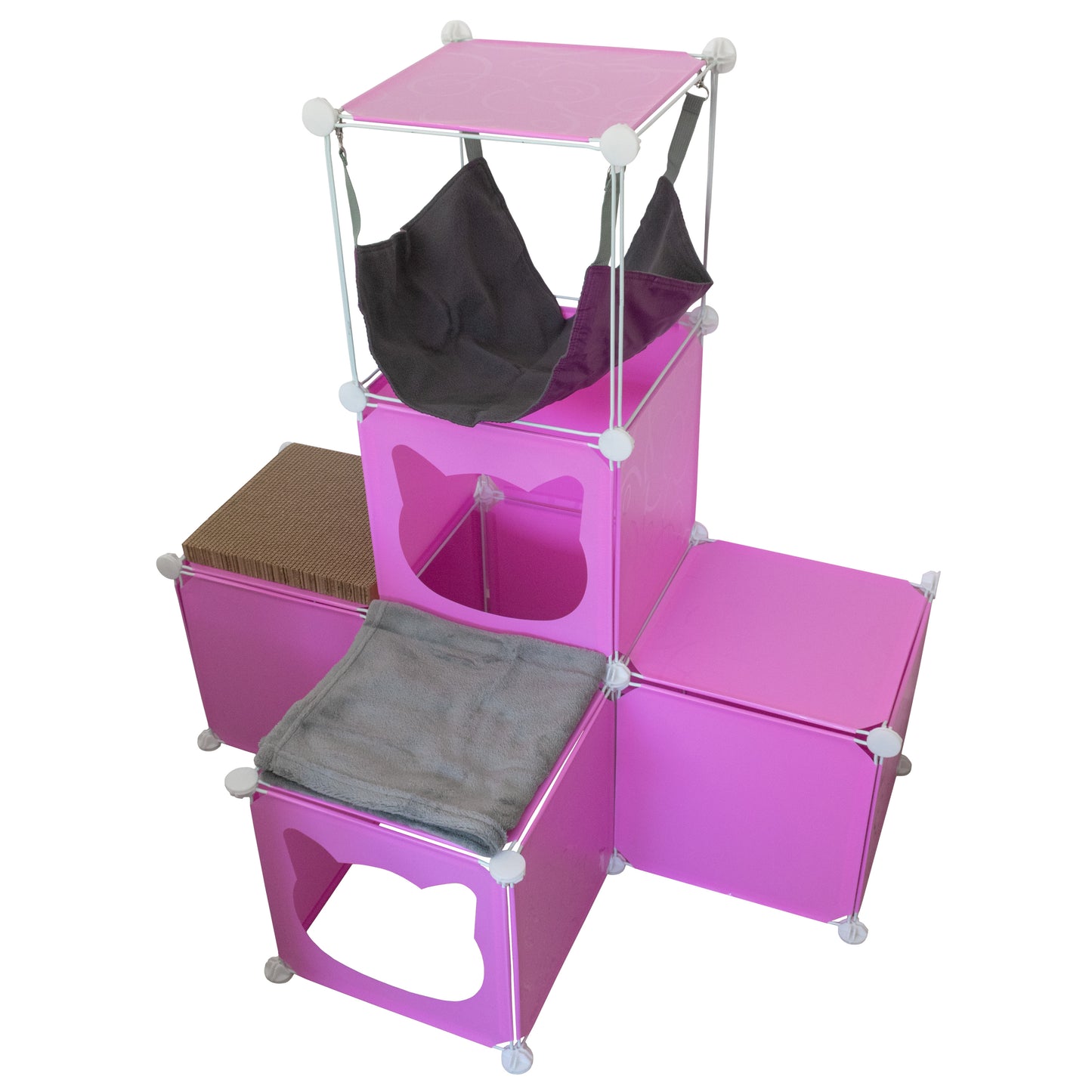 Pink Kitty Cubby Cat Cube Buildable Play Tower, Medium