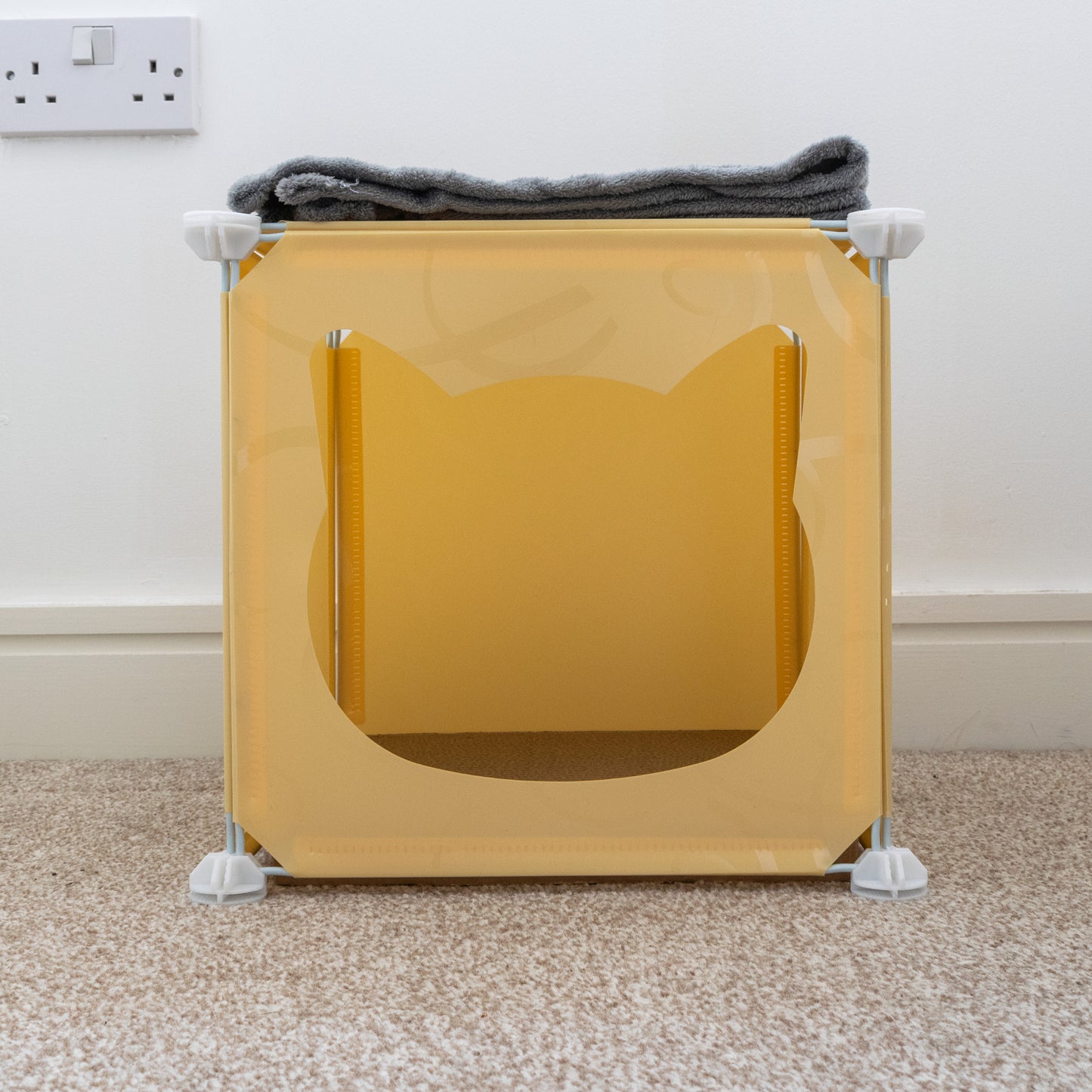 Cream Kitty Cubby Cat Tower Play House, Small