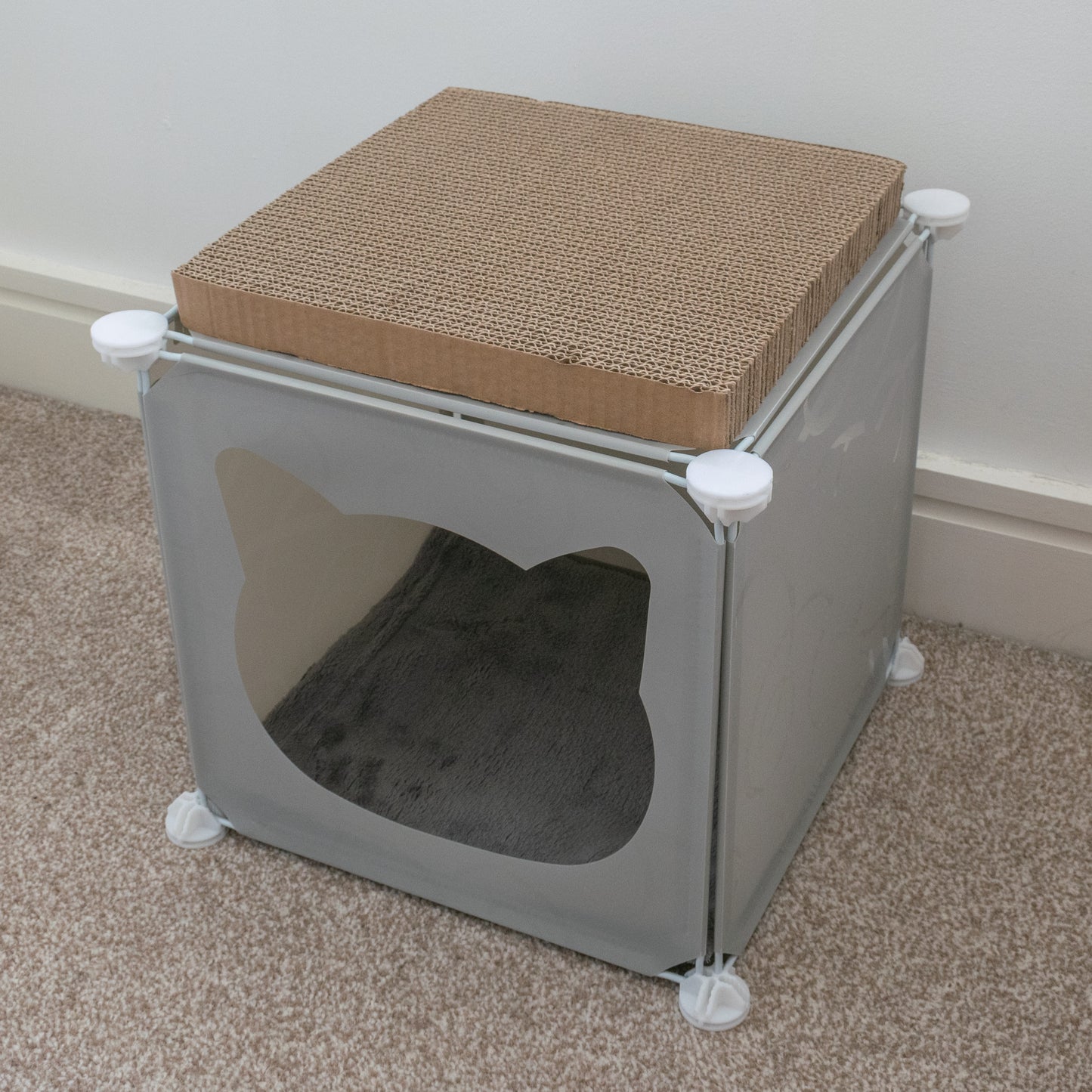 Grey Kitty Cubby Cat Tower Play House, Small