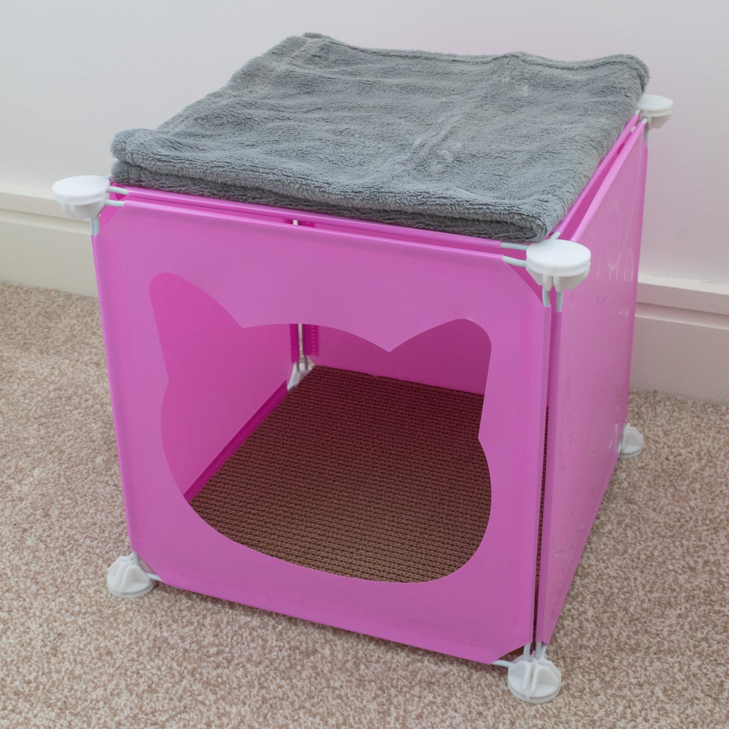 Pink Kitty Cubby Cat Tower Play House, Small