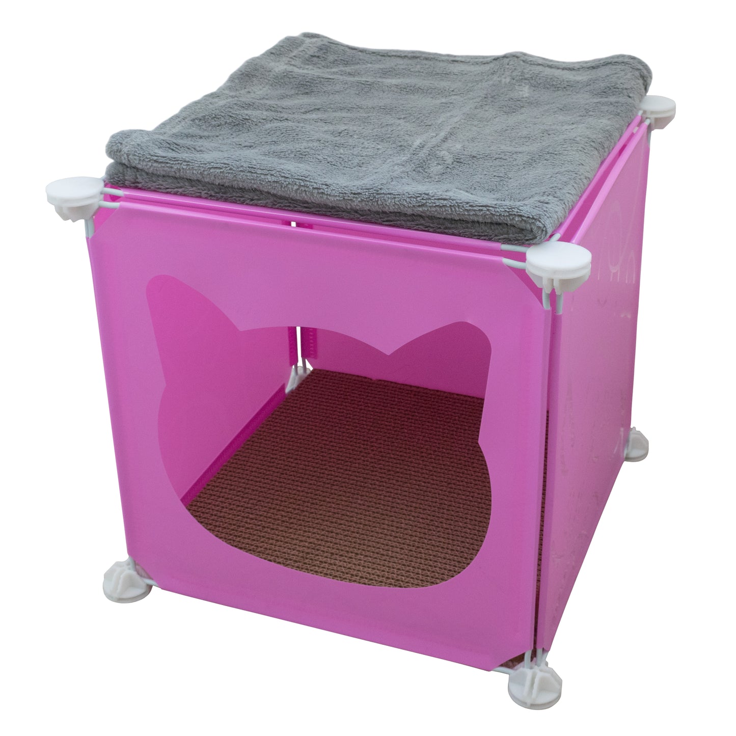 Pink Kitty Cubby Cat Tower Play House, Small