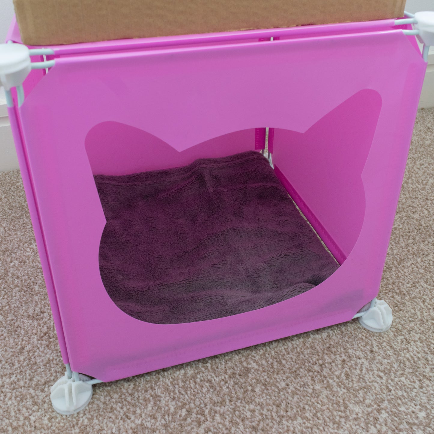 Pink Kitty Cubby Cat Tower Play House, Small