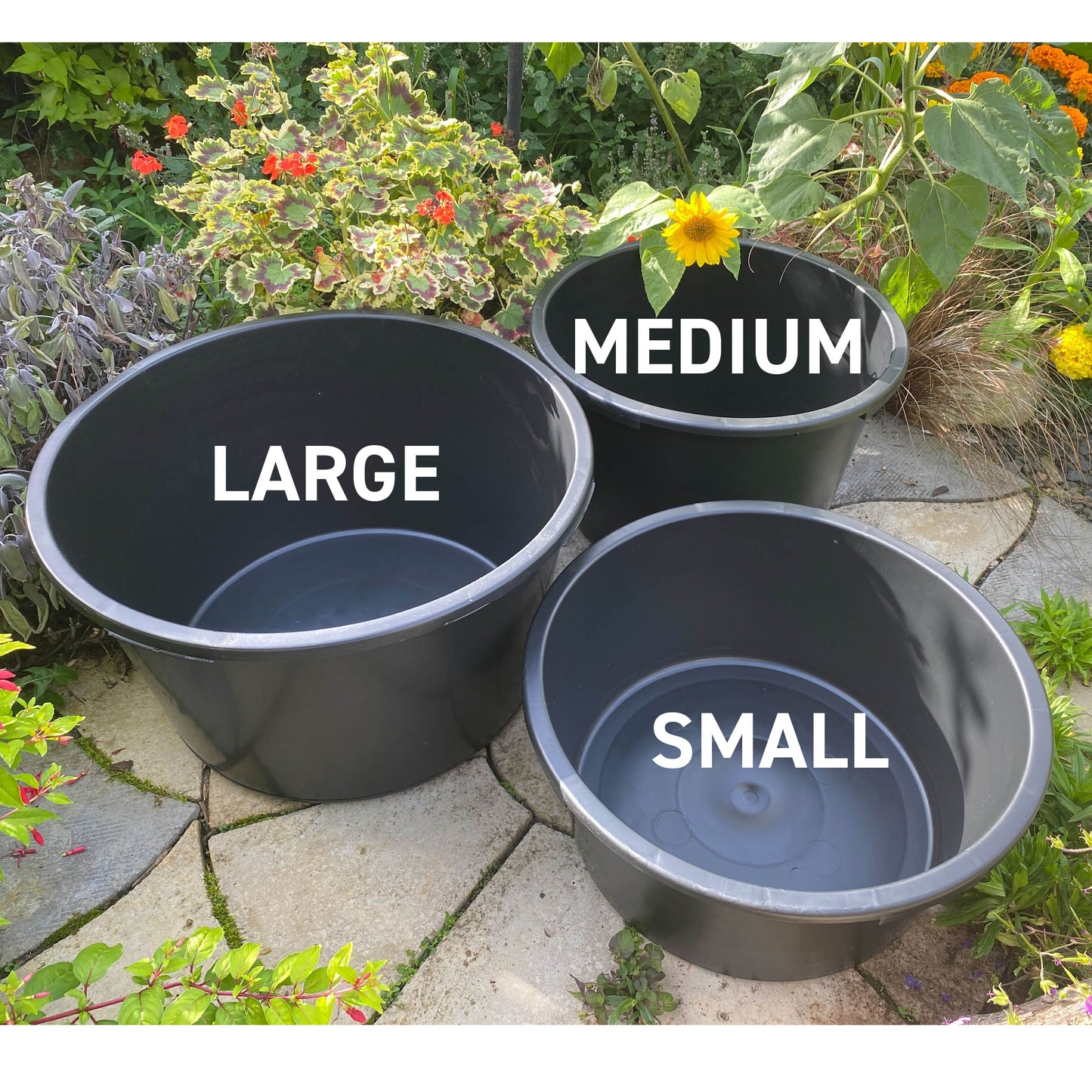 Black Round Mixing Container Tub, 65 Litres