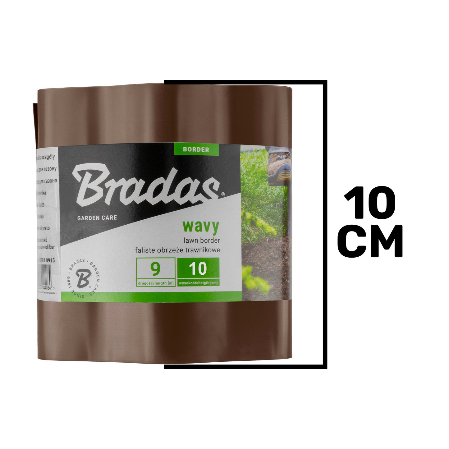 Brown Crinkled Flexible Lawn Edging, 10cm Height