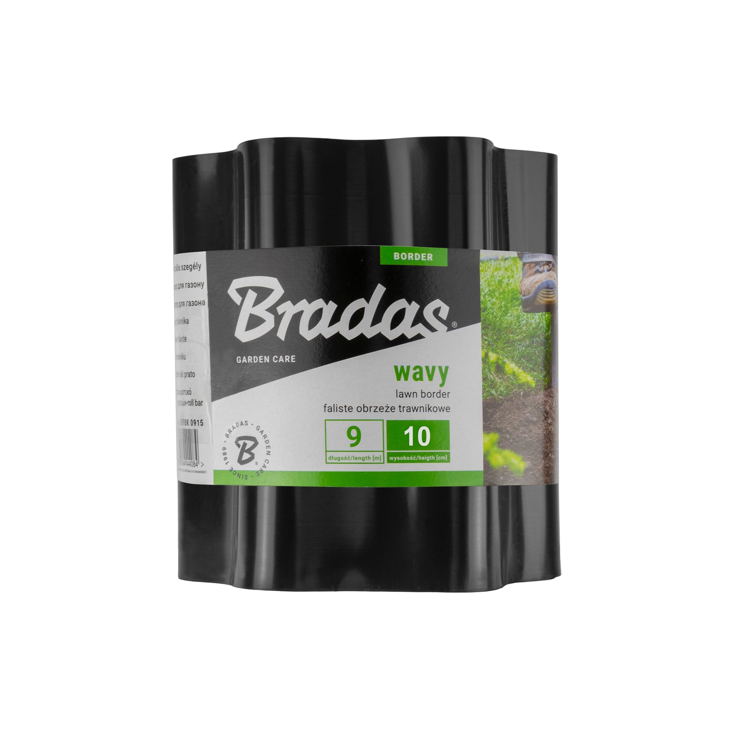 Black Crinkled Flexible Lawn Edging, 10cm Height